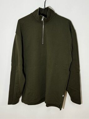 SELECTED HOMME Men’s Olive Green Quarter Zip Sweatshirt Size L